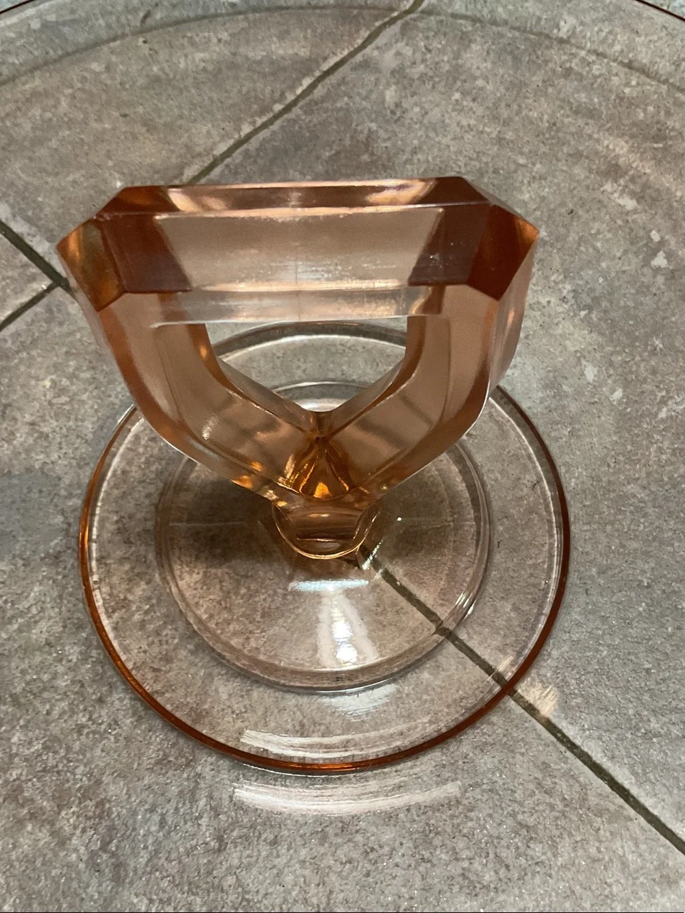 Vintage Pink Glass Pedestal Cake Stand